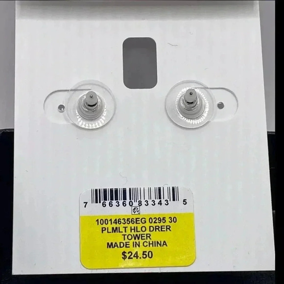 Pave’ Crystal & Stone Drop Earrings Purple Stone Tear Drop NWT - Picture 4 of 4